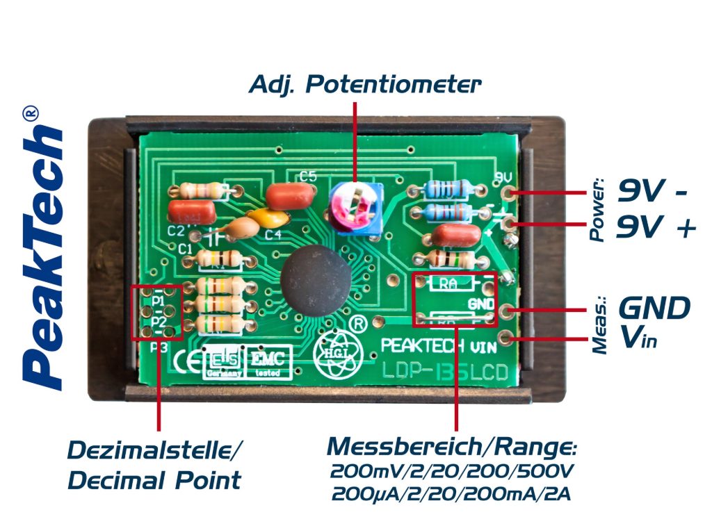 Voltmètre et ampèremètre à encastrer, écran LCD, chiffres de 13 mm – vue 6