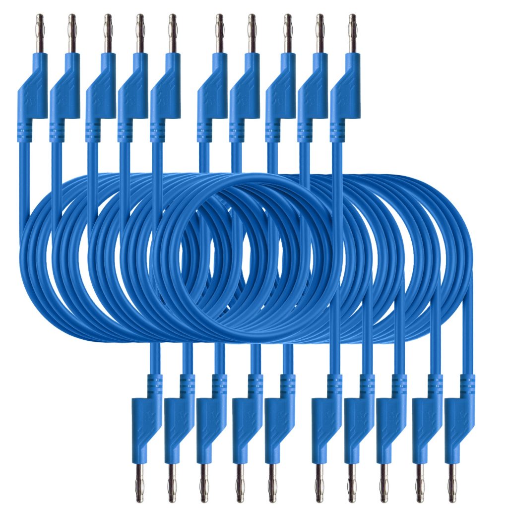 Cordon de test 75 cm (couleur : bleu) – lot de 10